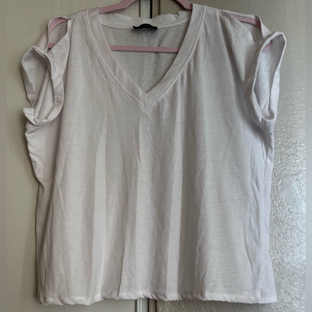 White V-Neck Women's Top